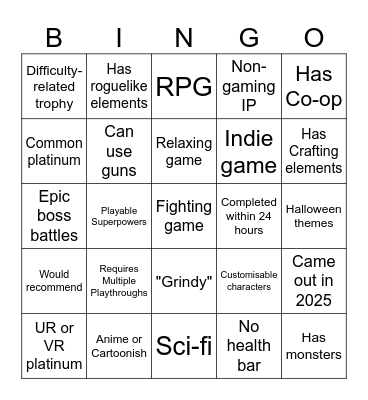 October Platinum Bingo (Easy Mode) Bingo Card