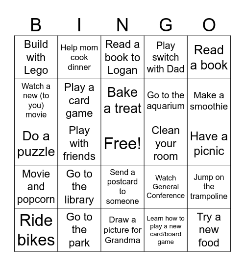 Fall Break BINGO Card