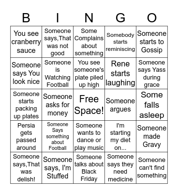 Thanksgiving Bingo Card
