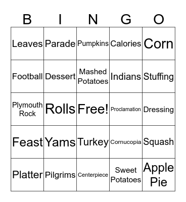 2016 Family Bingo Card