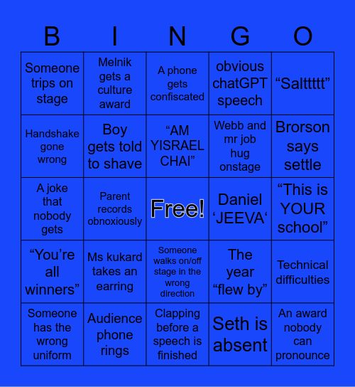 Valedictory Bingo 2025 Bingo Card