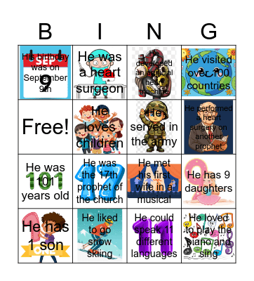 President Nelson Bingo Card