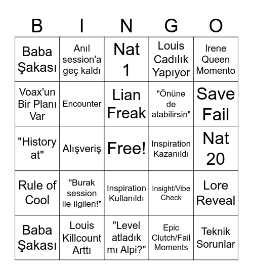 Campaign 2 ACT 5 Bingo Card