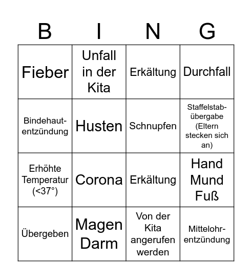 KitaBingo Von Oktober bis Ostern Bingo Card
