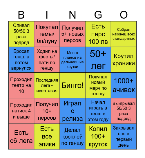 Как успехи за год?) Bingo Card