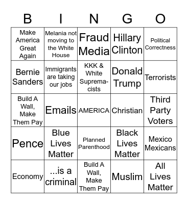Thanksgiving 2016 Bingo Card
