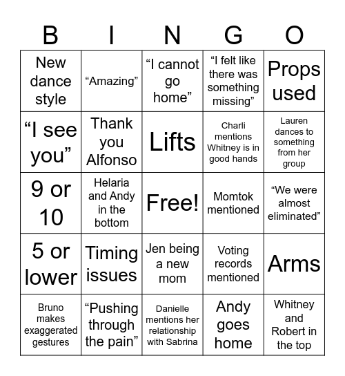TikTok night Bingo Card