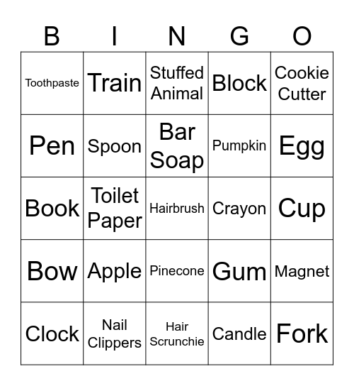 Around The House Bingo Card