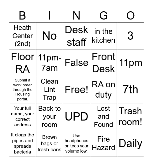 Stu-West Bingo Card