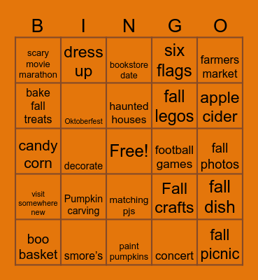 Fall Bingo Card
