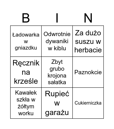 o co się dziś przypierdoli ciotka Bingo Card