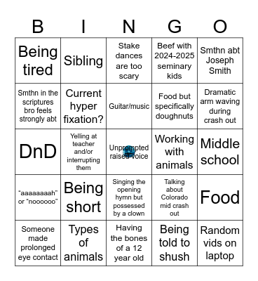 Crash Outs <3 Bingo Card