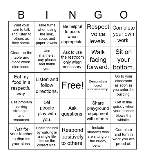 PBIS BINGO Card