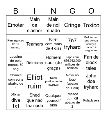 FORSAKEN Bingo Card