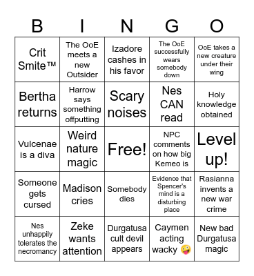 Madison's Bingo #3 Bingo Card