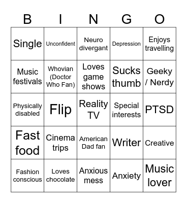 How similar are you to UKSwitchy Bingo Card