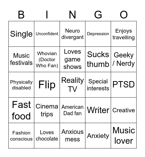 How similar are you to UKSwitchy Bingo Card