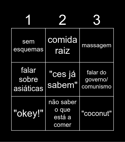 nomade na china Bingo Card