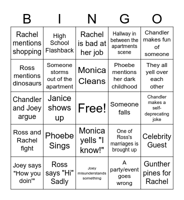 FRIENDS Bingo! Bingo Card