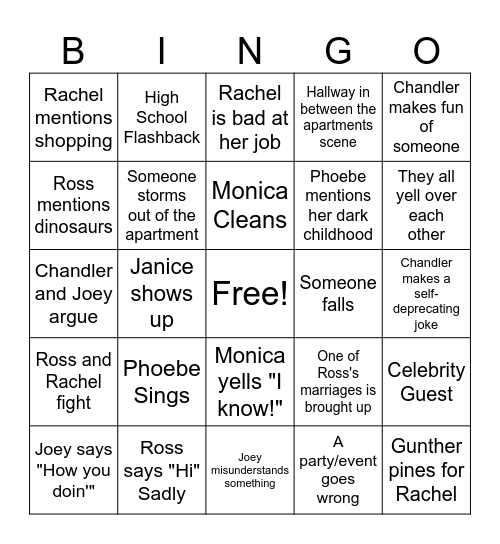 FRIENDS Bingo! Bingo Card