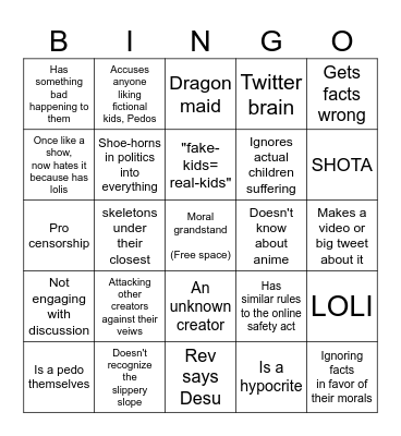 Antis/tourist Bingo Card