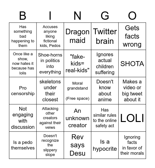 Antis/tourist Bingo Card