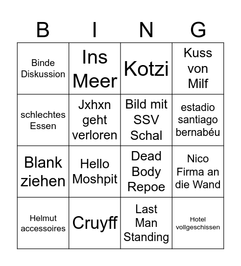 Malle Bingo Card