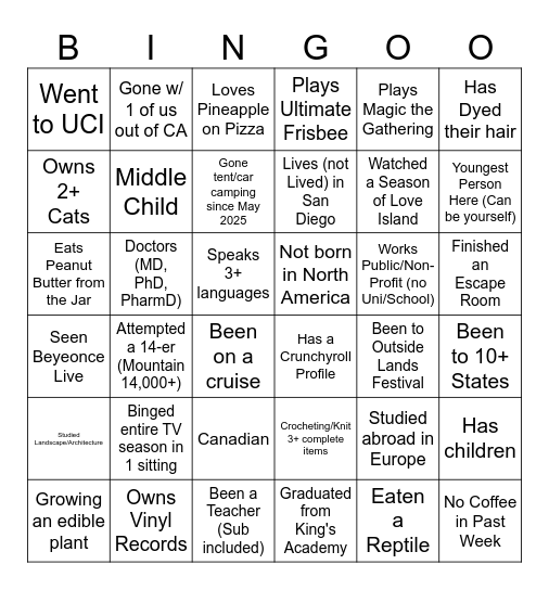 Bingo Card