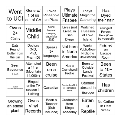 Life's A Game Bingo Card