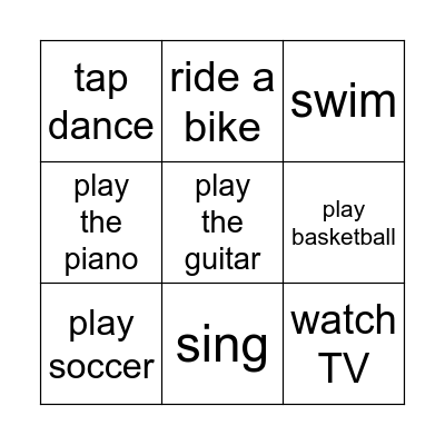 I CAN / I CAN'T Bingo Card
