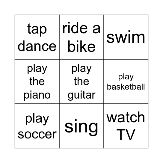 I CAN / I CAN'T Bingo Card