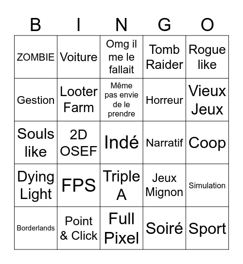 Jeux Gratos EpicGame Bingo Card