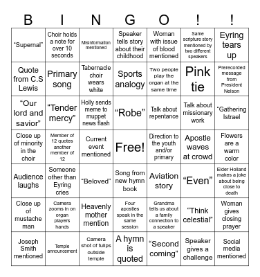 General Conference Bingo Card