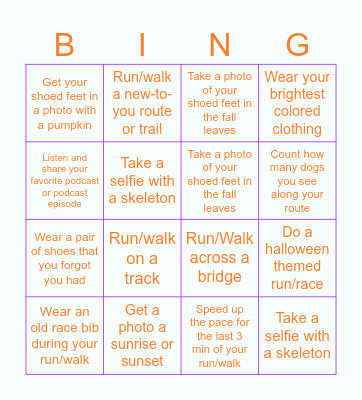 Fall/Halloween BINGO Card