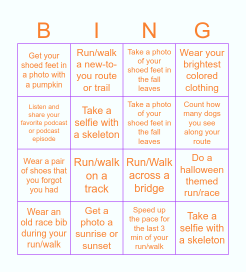 Fall/Halloween BINGO Card