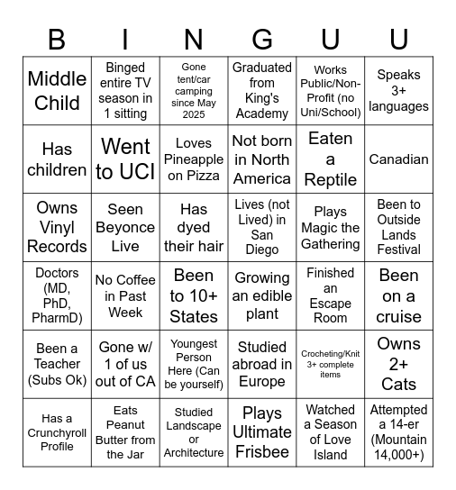 Bingo Card