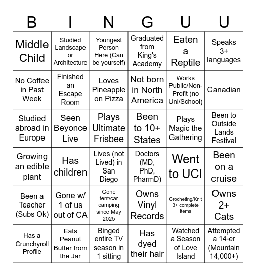 Bingo Card