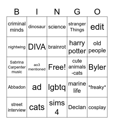 TikTok Bingo Card