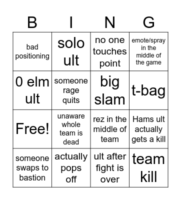overwatch Bingo Card