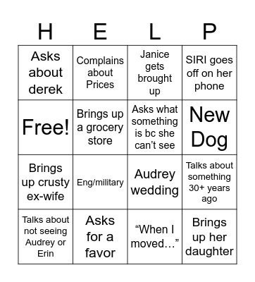 GMA HELP Bingo Card