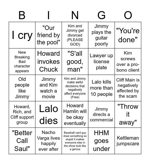 "BETTER" Bingo Card
