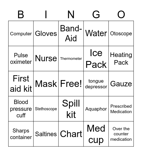 Health Office Bingo Card