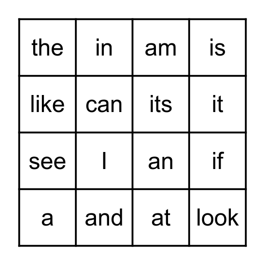 Sept + Oct Sight Words Bingo Card