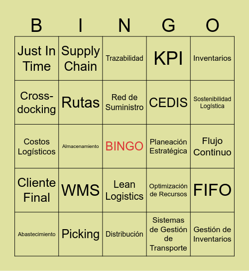 Bingo Logístico Bingo Card