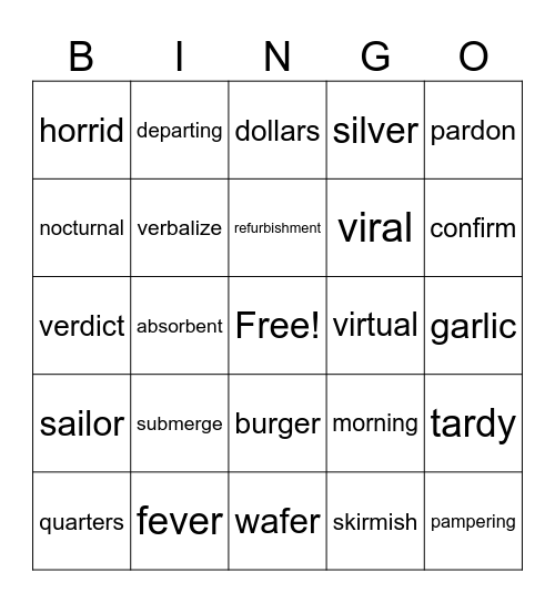 R-controlled Bingo Card