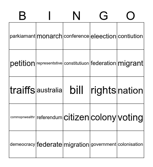 federation bingo Card