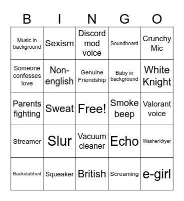 Fortnite Delulu Bingo Card