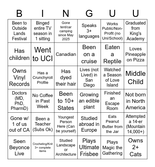Bingo Card