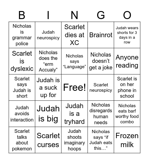 Trio bingo Card