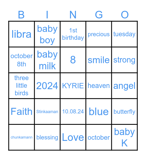 KYRIE’S BINGO Card